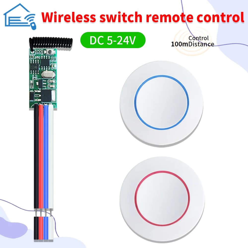 433 MHz DC 12 V 3.6 V-24 V Interruttore di telecomando senza fili Mini ricevitore a lungo raggio Trasmettitore LED luce telecomando Kit fai da te