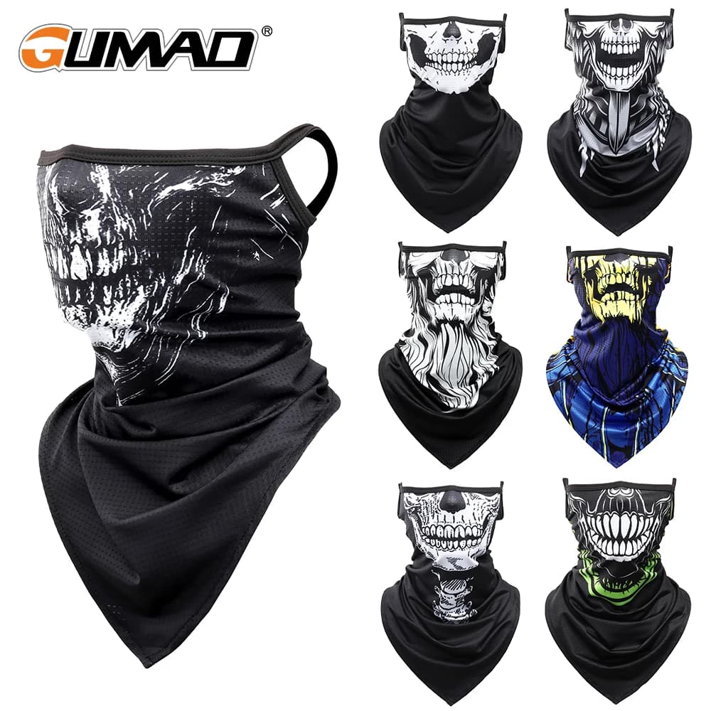 3D Teschio Estate Bandana Appeso Orecchio Triangolo Sciarpa Ciclismo Escursionismo Caccia Pesca Sport Bicicletta Maschera Ghetta per il collo Uomo Donna
