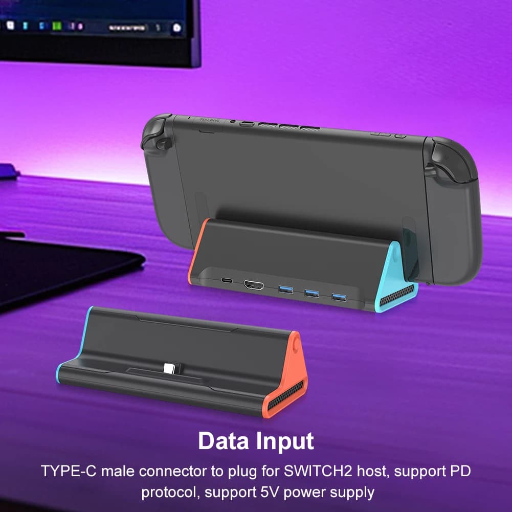 Adattatore Dock TV Portatile 4K NS2, Docking Station USB 3.0 Compatibile HDMI, Supporto di Ricarica per Console di Gioco HD, Accessori Gaming