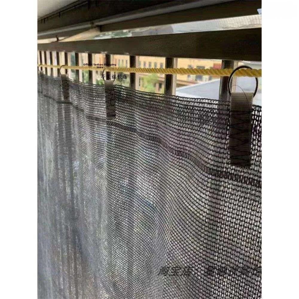 Rainproof Sunshade Partition Balcony Anti-Theft Net Privacy Curtain Light Blocking Dense Stack Sun Protection Cloth Silver