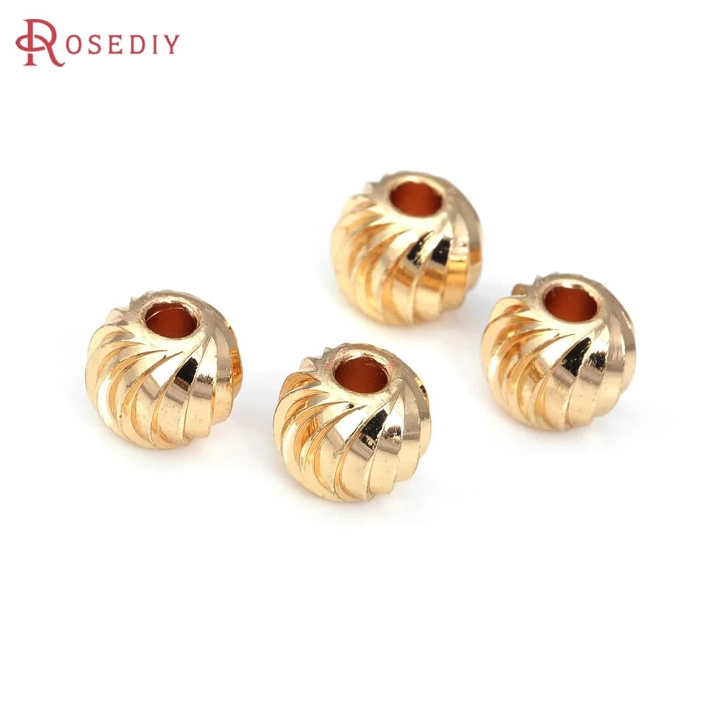 3MM 4MM 5MM 6MM 7MM 8MM 18K Gold Color Brass Round Ball Necklaces Bracelets Spacer Beads Jewelry Making Supplies Diy Findings