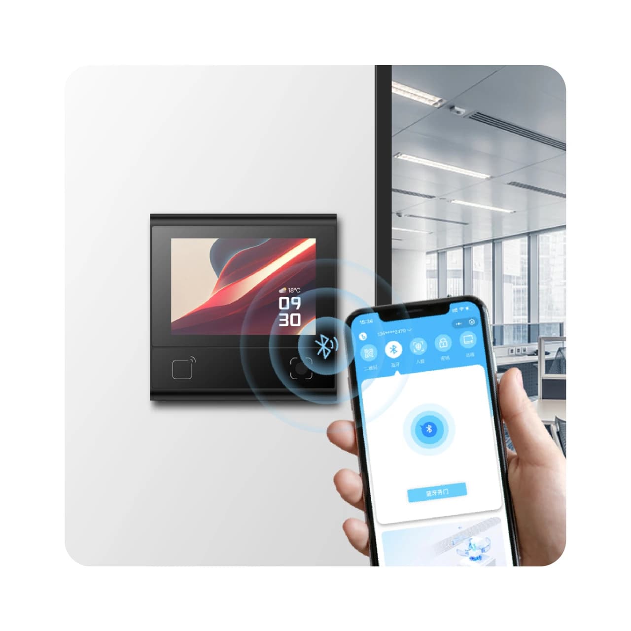 Sistema di Controllo Accessi Multifunzionale DW200 con Lettore di Schede e Schermo Touch, Supporta Carte NFC RFID 13.56Mhz e Codice QR con Password
