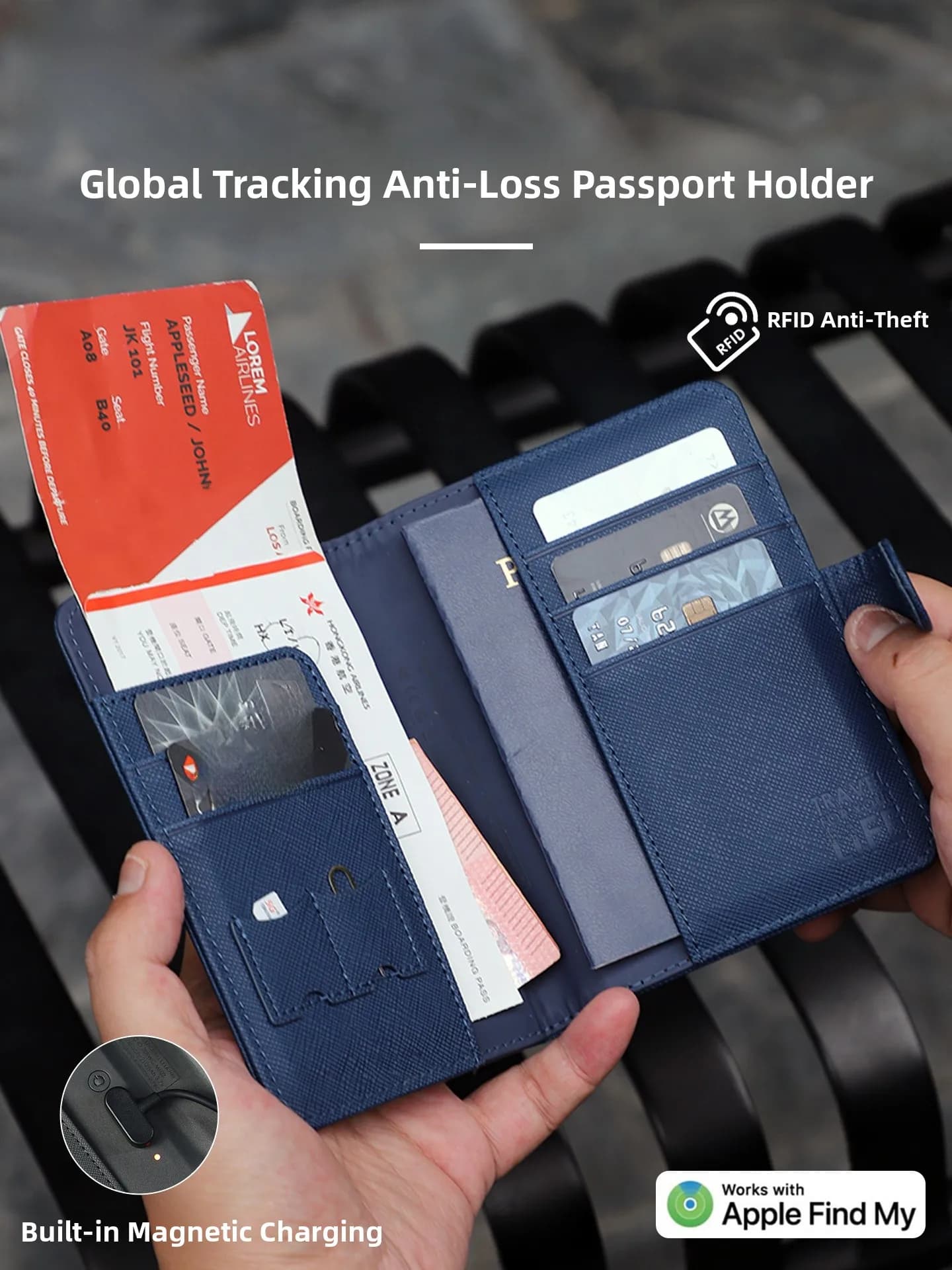 Porta Passaporto Antifurto Ego con RFID, Borsa Porta Documenti da Viaggio con GPS, Porta Carte e Documenti Anti-Smarrimento