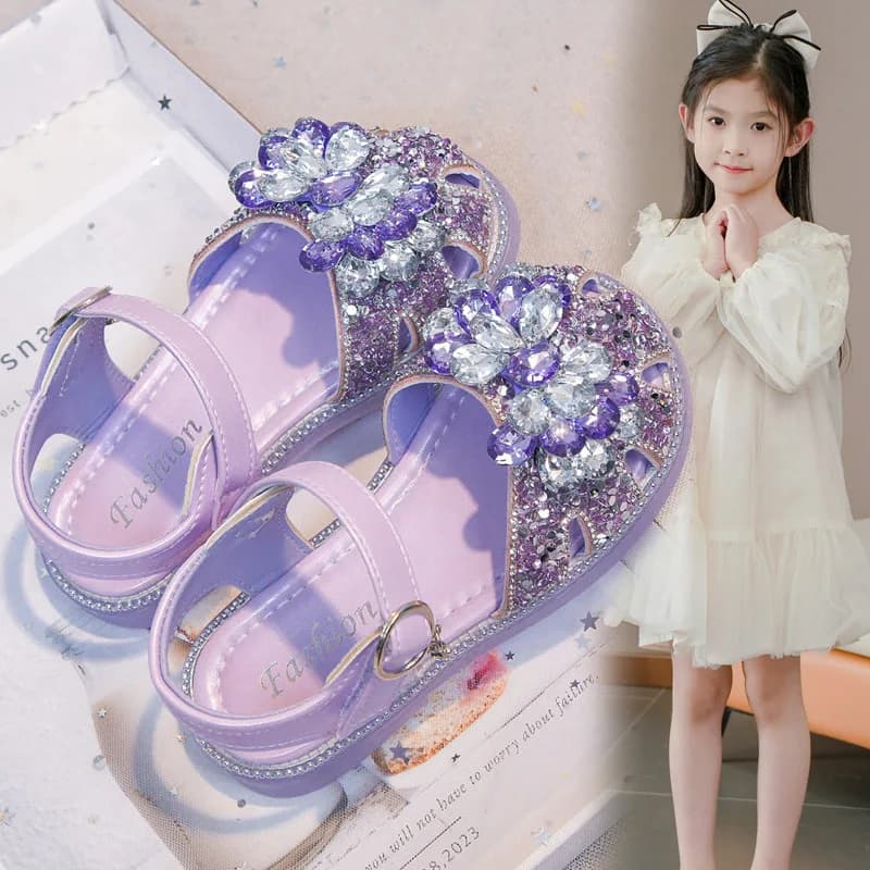 Scarpe Slip-On con Cristalli per Bambine, Suola Morbida, Ballerine con Strass, Nuovo Stile Primavera-Autunno, Scarpe Leggere in Pelle per Bambini