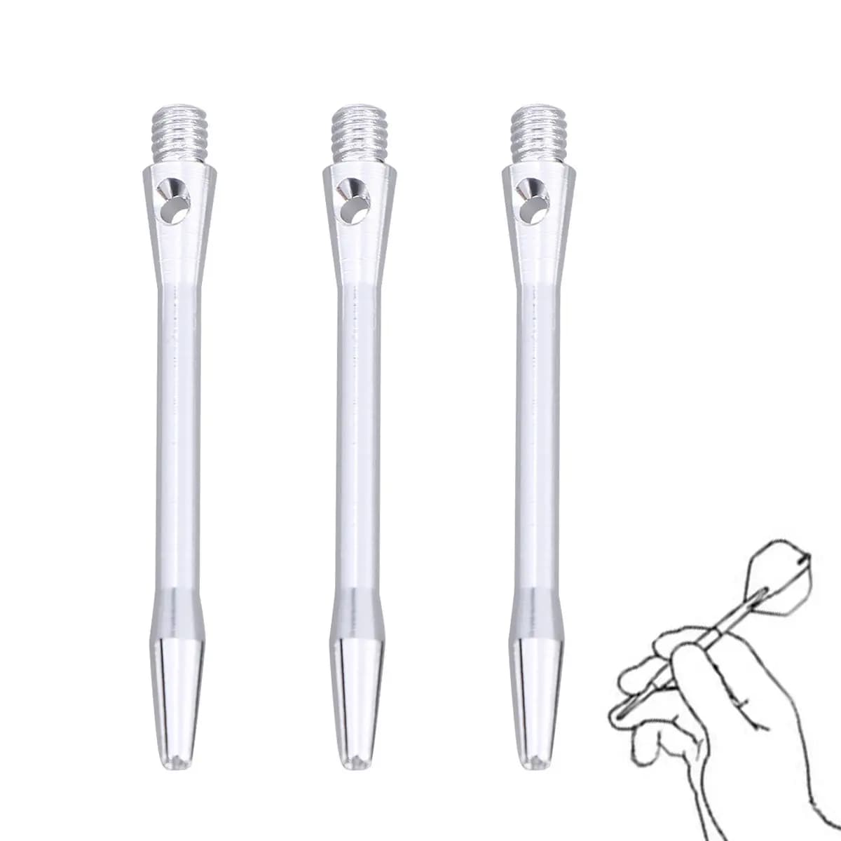 Set di 3 Aste in Lega di Alluminio da 4,5mm con Filettatura Standard 2BA, Lunghezza Media, Compatibili con Punte in Acciaio e Alette
