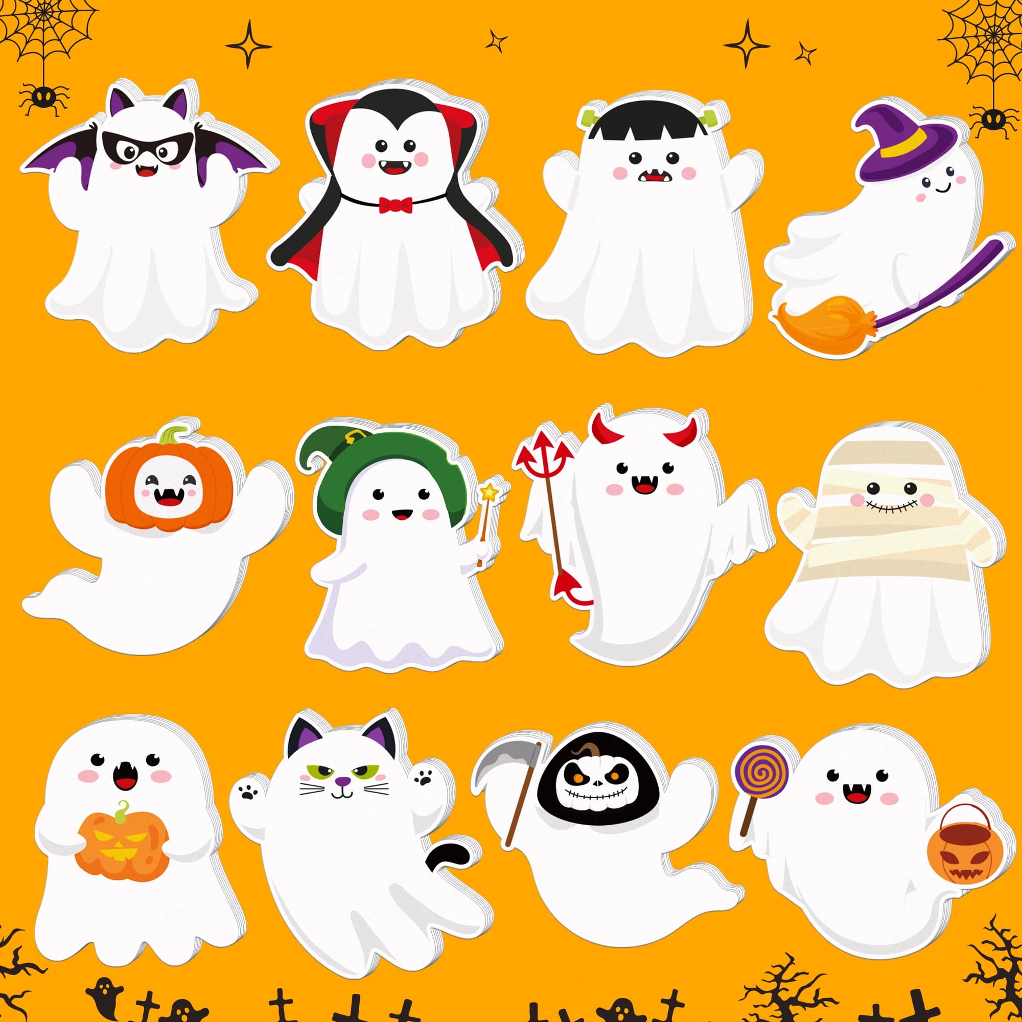 240 pagine Taccuini memo a tema Halloween Set Note adesive Etichetta di cancelleria Blocco note Frigorifero autoadesivo Forniture per libri memo