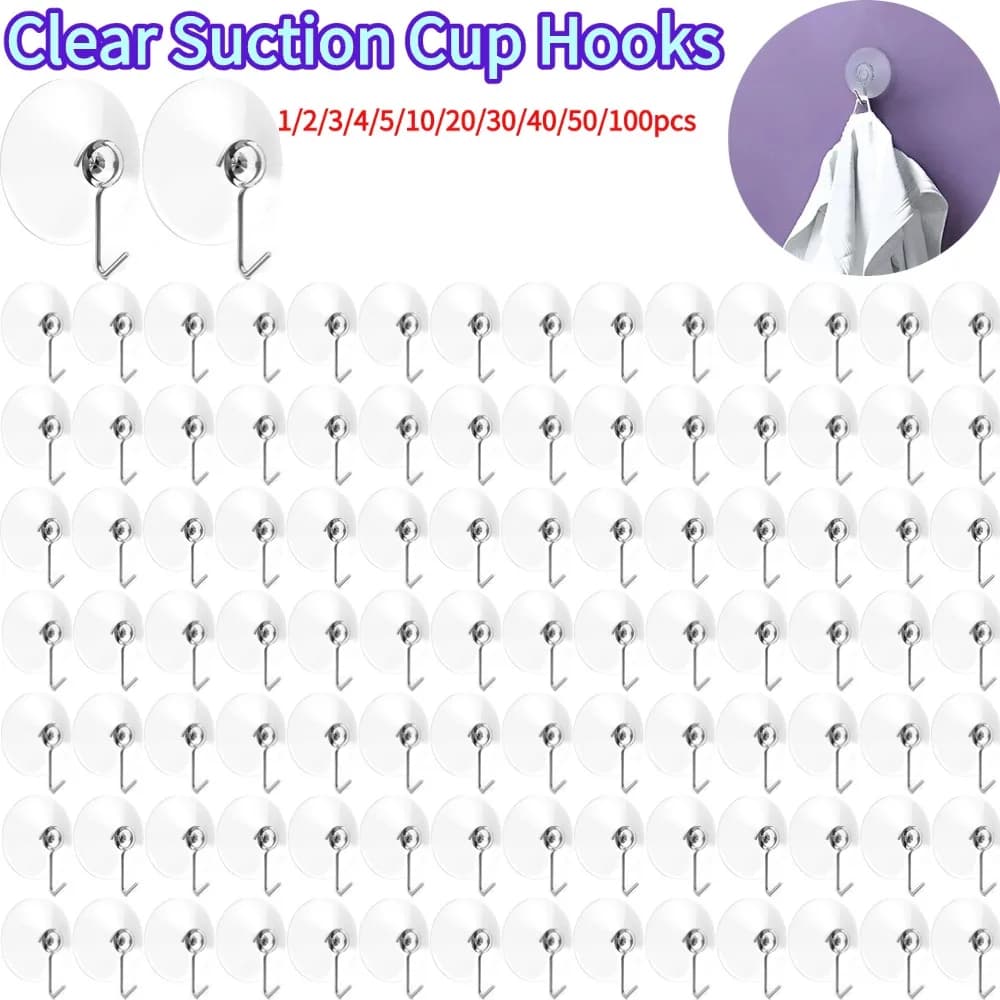 Ganci a ventosa Ventosa forte in PVC trasparente con ganci in metallo Ganci da parete per bagno cucina di casa Ganci a ventosa trasparenti