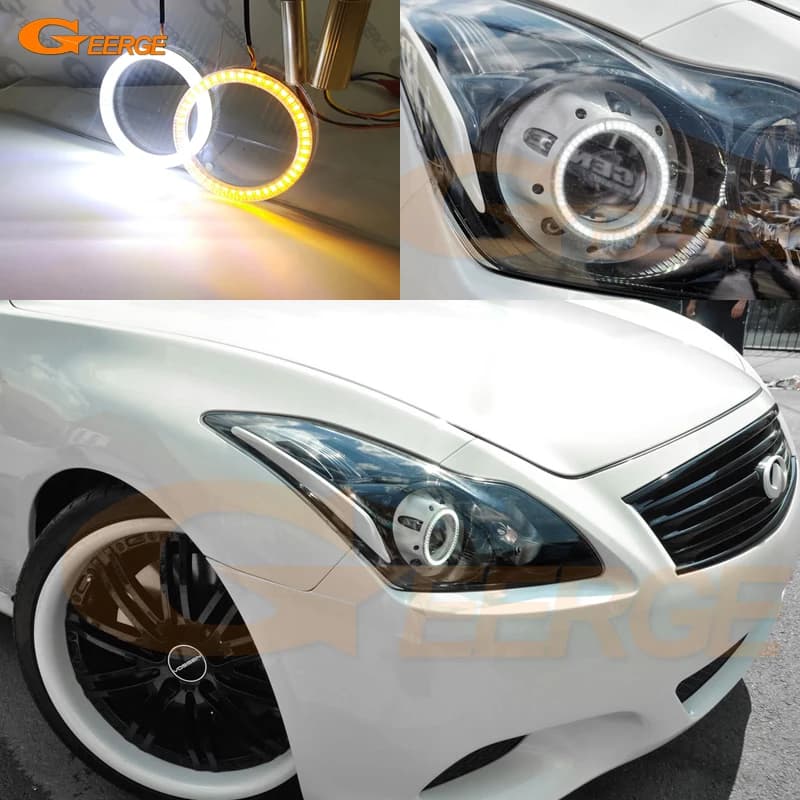 Per INFINITI G37 Q60 Nissan Skyline 370GT V36 COUPE Anelli LED Angel Eyes Ultra Luminosi A/W Switchback con Funzione Luce Diurna e Indicatore di Direzione