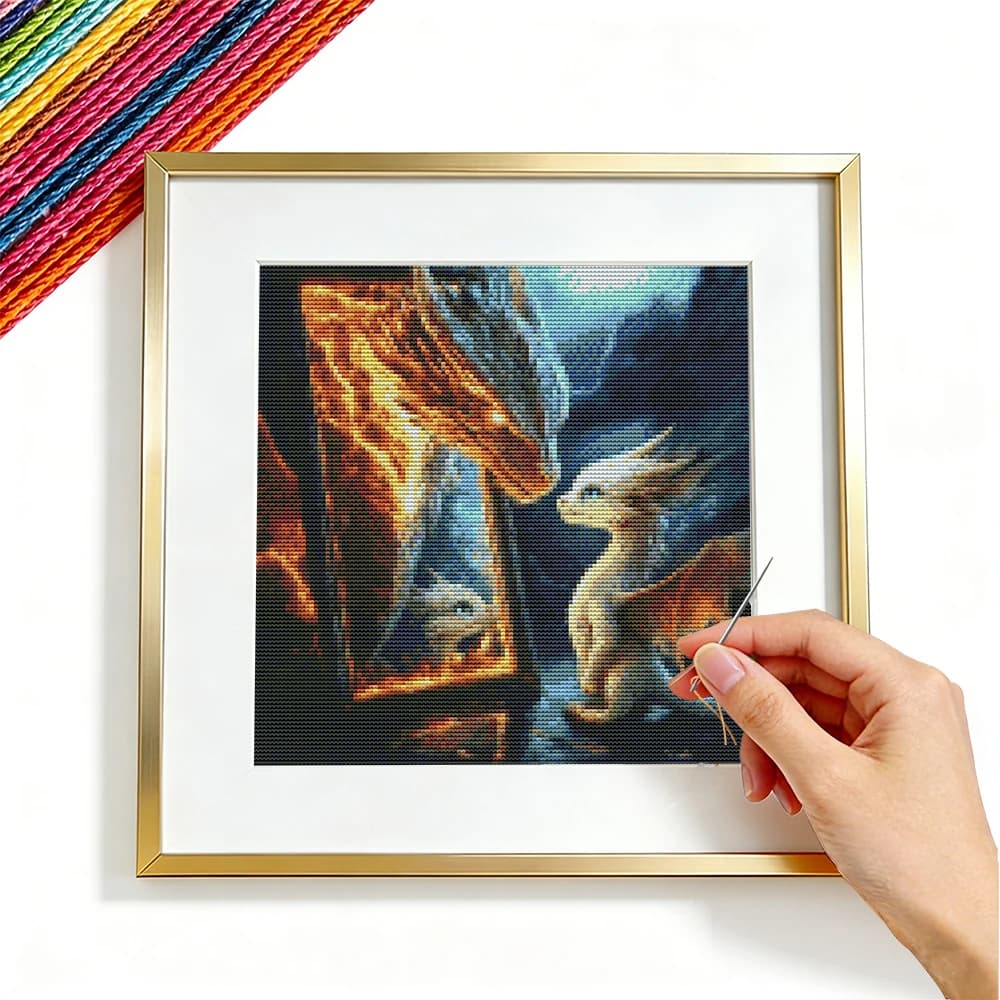 Kit Ricamo Drago Animale Stampato, Set Punto Croce Fai da Te, Lavorazione a Mano 11CT, Quadri da Cucire, Decorazione Murale