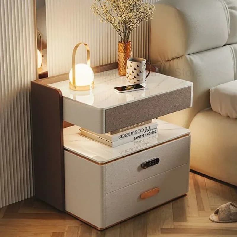 Comodini Combinazione di armadi wireless Ricarica Comodino intelligente Stoccaggio multifunzionale con supporti per comodini Mobili