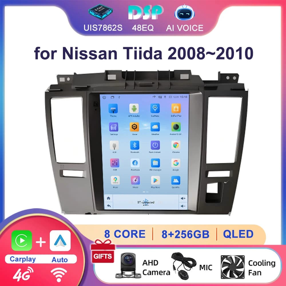 4G DSP BT RDS Tesla Android Screen Autoradio GPS Navigation Carplay Stereo Car Multimedia Player for Nissan Tiida 2008~2010