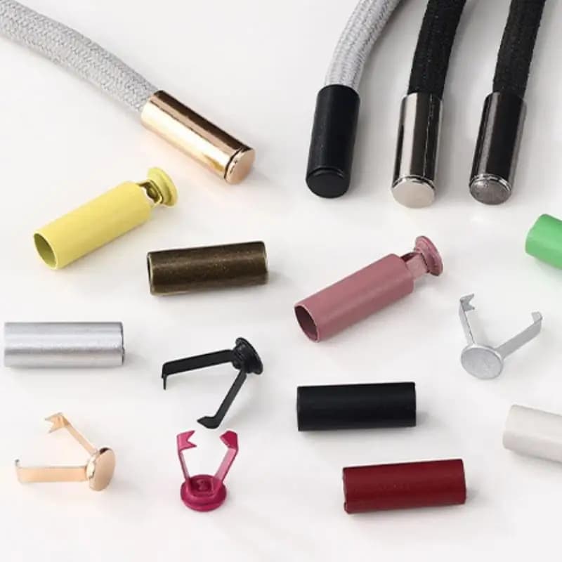 [L] 20Pcs DIY Bag Shoes Garment Lanyard Accessories Metal Rope Ends Stopper Button Cord End Lock Cap Hanging Bell Buckle