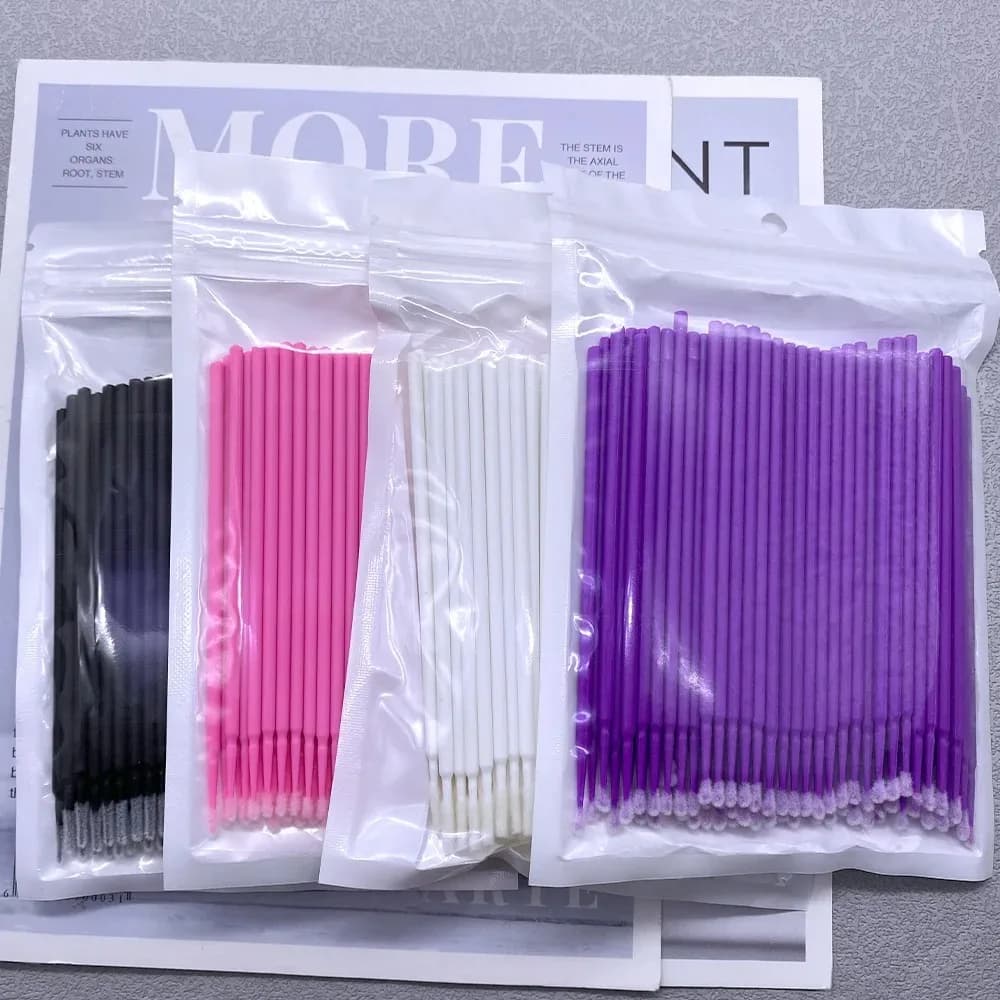 100 pcs Micro Brushes for Removing Eyelashes, Microbrush Sticks, Mascara Applicators, Cotton for Extension Eyelashes, Makeup Tools