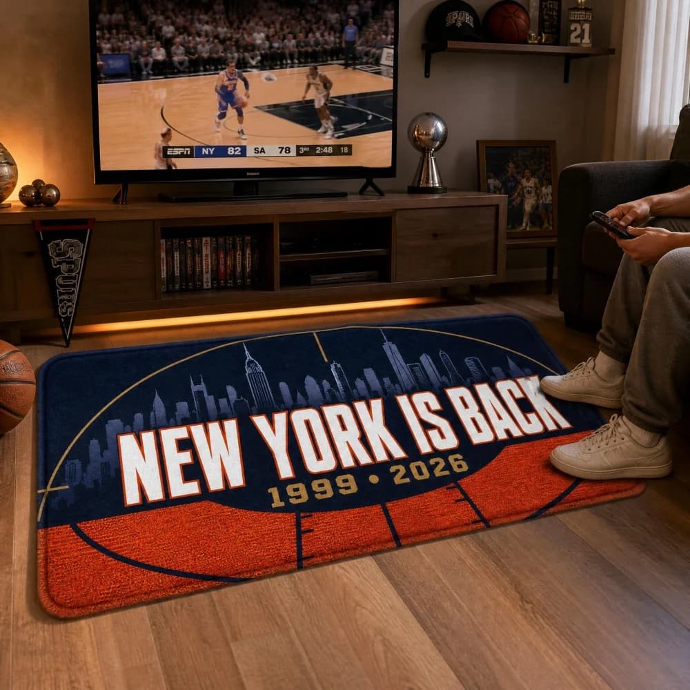Soft Flannel Basketball City Rug, Non-Slip Backing Indoor Floor Carpet, Vintage Sports Living Room Decor