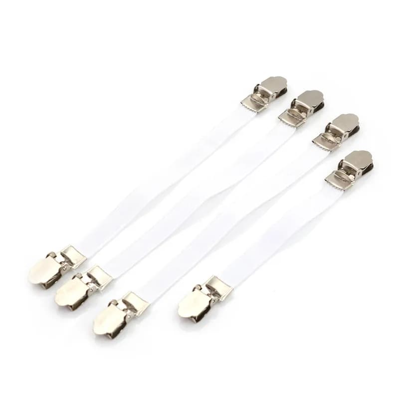 Nuovo 4 x Elementi di fissaggio per clip per copertura asse da stiro Fascette elastiche aderenti Cinghie GripHot
