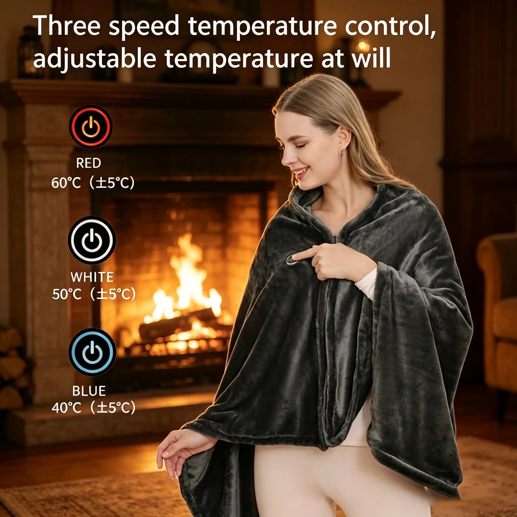 Winter heating shawl heating blanket USB 3-speed temperature regulation flannel blanket to keep family warm