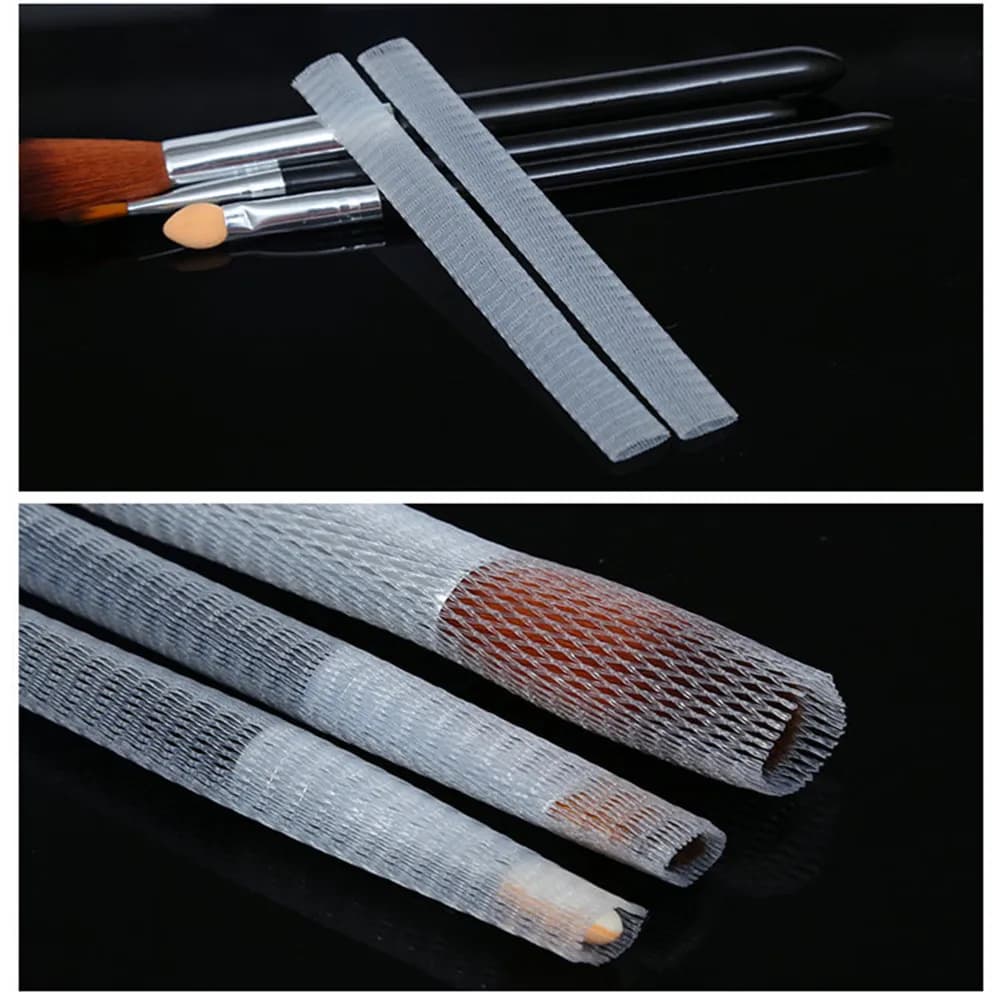 50 Pieces Network Covers for Makeup Brushes, Elastic Protective Cases, Essential for Travel and Conservation
