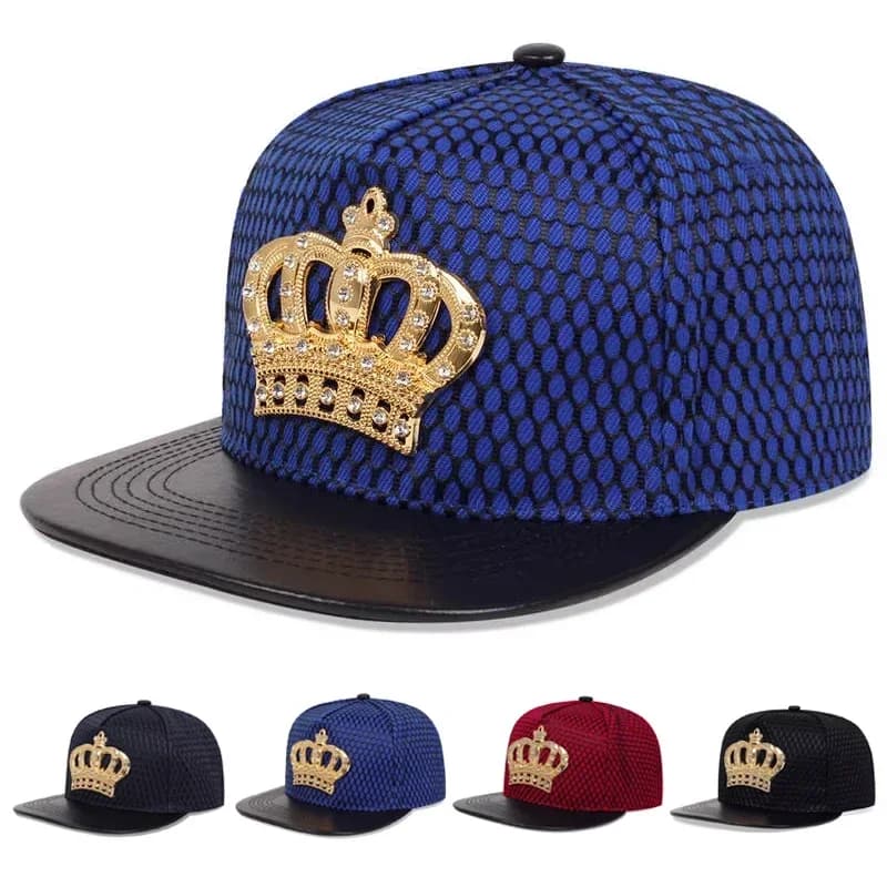 Cappelli Hip-hop Unisex con Etichetta Corona, Cappellini da Baseball Casual Regolabili per Primavera e Autunno, Cappelli Trucker, Cappelli Parasole