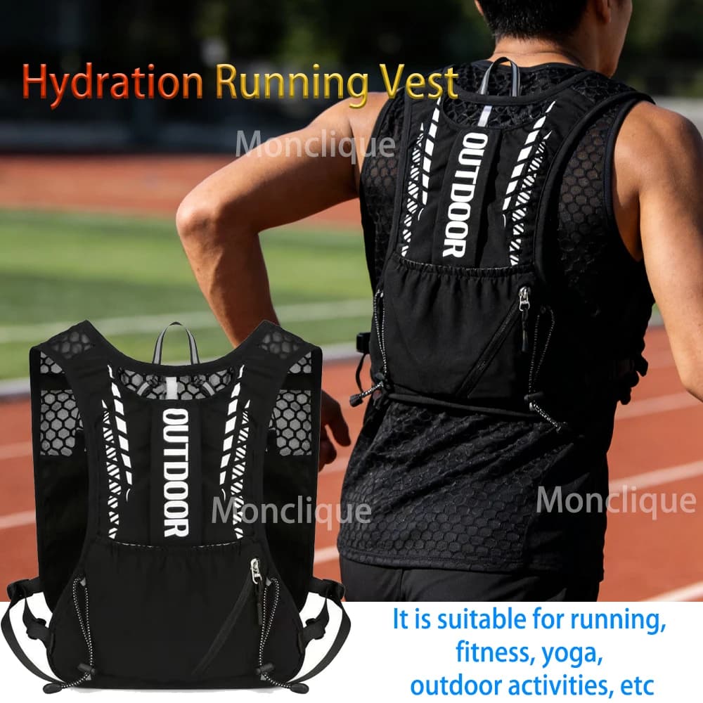 Gilet Idratazione Riflettente per Corsa, Zaino Bici, Borsa da Ciclismo, Zaino Sportivo per Arrampicata, Escursionismo, Bici da Strada, Jogging