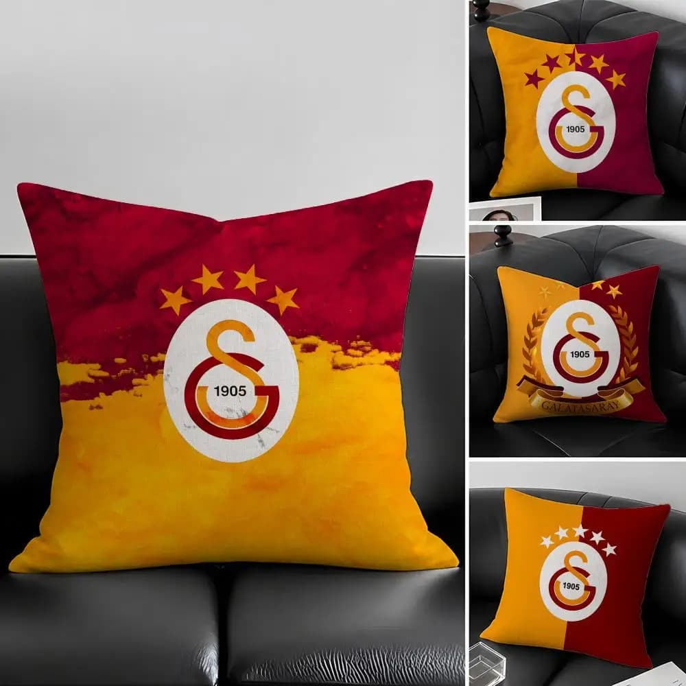 Set di fodere per cuscini in lino naturale Sports G-Galatasaray, decorazione tutto in uno per divano, camera da letto e sedia