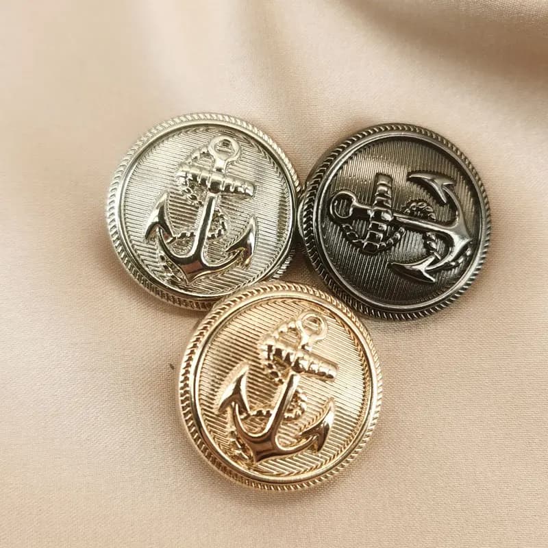 Vintage Anchor Metal Buttons for Clothing, Jackets, Shirts - 15/20/25mm (10pcs) Black Silver Gold Fashion Sewing Buttons