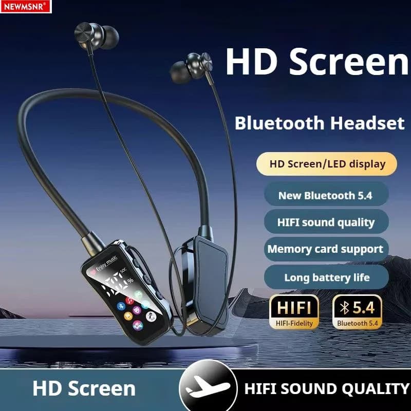 HD screen 48 hours playback Bluetooth5.4 audio earphones HiFi Wireless headphones Sport Gamer Neck arch Headphones Hanging to the neck