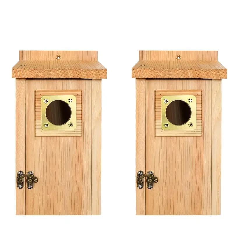 Casette per uccelli in legno da 2 pezzi con protezione in rame - Scatole per nidificazione da esterno per pinnacchi, rondine, scaglie e ciambelle, facile montaggio, durevole