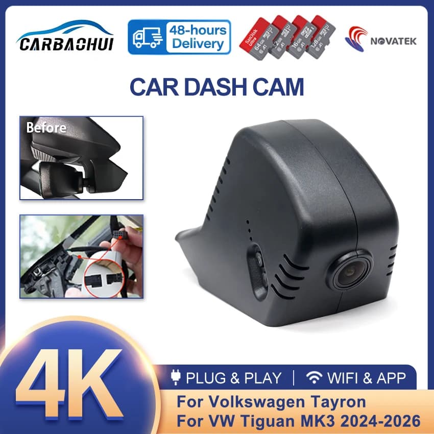 New! Plug and Play WIFi Car DVR Video Recorder Dashcam OEM for Volkswagen Tayron / VW Tiguan MK3 2024 2025 2026 With APP Control