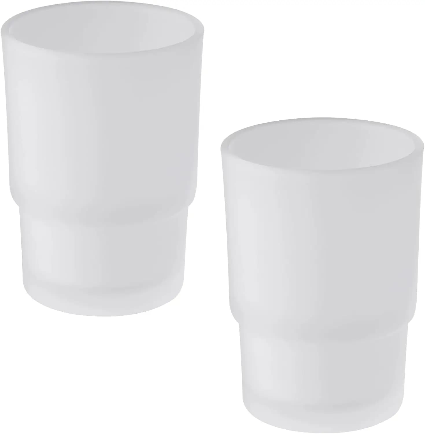 Set di 2 Bicchieri in Vetro Satinato, Bicchiere per Risciacquo con Porta Spazzolino per Bagno, Bicchieri Multiuso