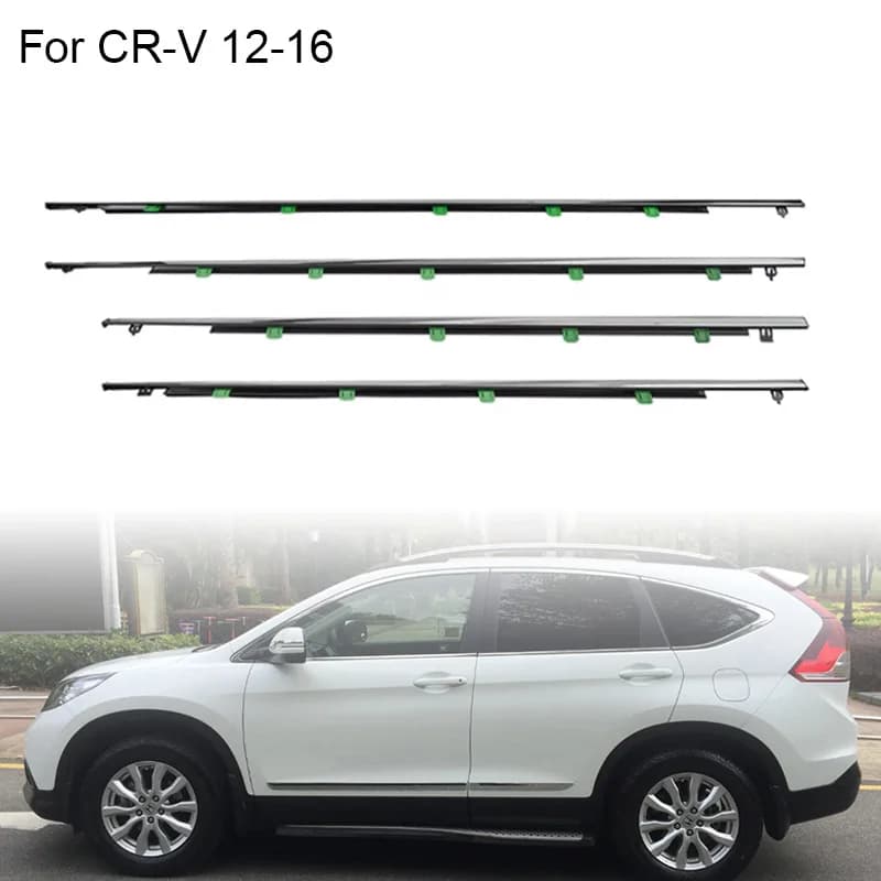 Chrome 4 pezzi Finestra Gomma Trim Per Honda CRV CR-V 2012-2016 Guarnizione Guarnizione Porta Modanatura esterna Trim Guarnizione in vetro Cinture Argento
