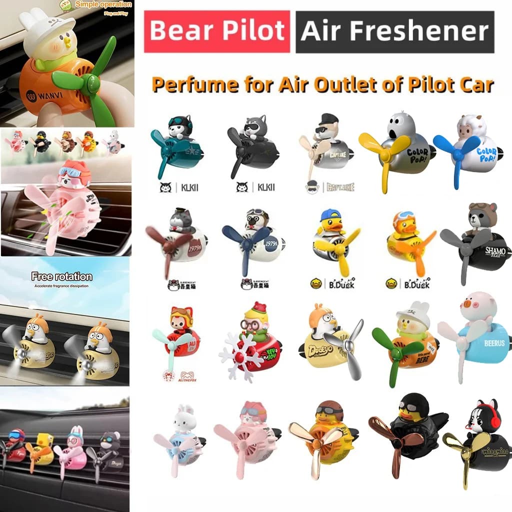 Deodorante per Auto Cool Bear Pilot con Elica Rotante, Profumo per Bocchette d'Aria, Accessori per Auto