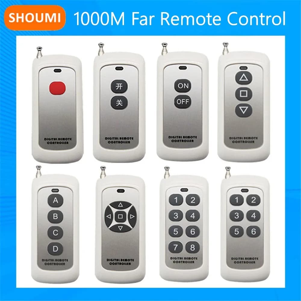 Shoumi 433M impara il tipo di telecomando 1000 metri 1 ~ 8 pulsanti impara il codice apriporta per cancello del Garage telecomando batteria 12 v27a