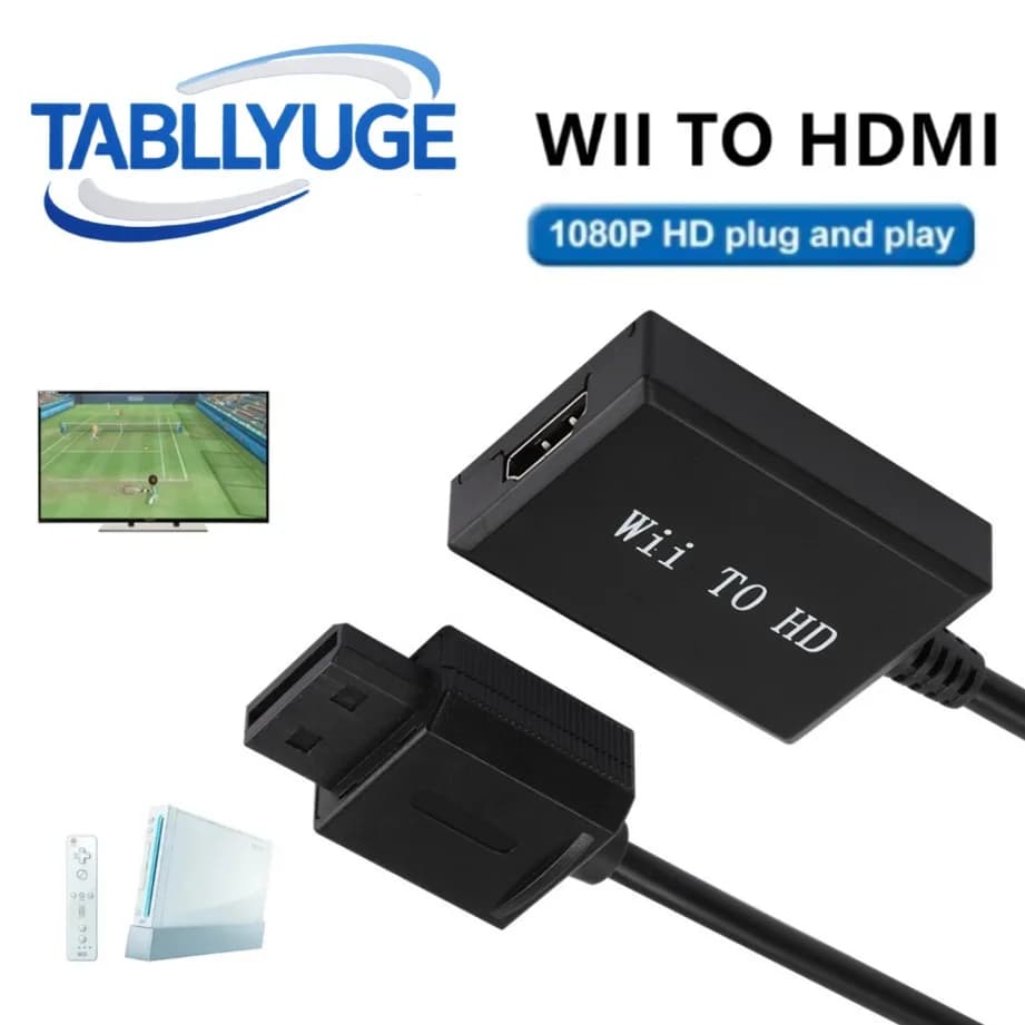 TABLLYUGE Compatible Converter Cable Wii to HDMI HD1080P Compatible Adapter Converter Wii to HDMI for HDTV PC monitor display
