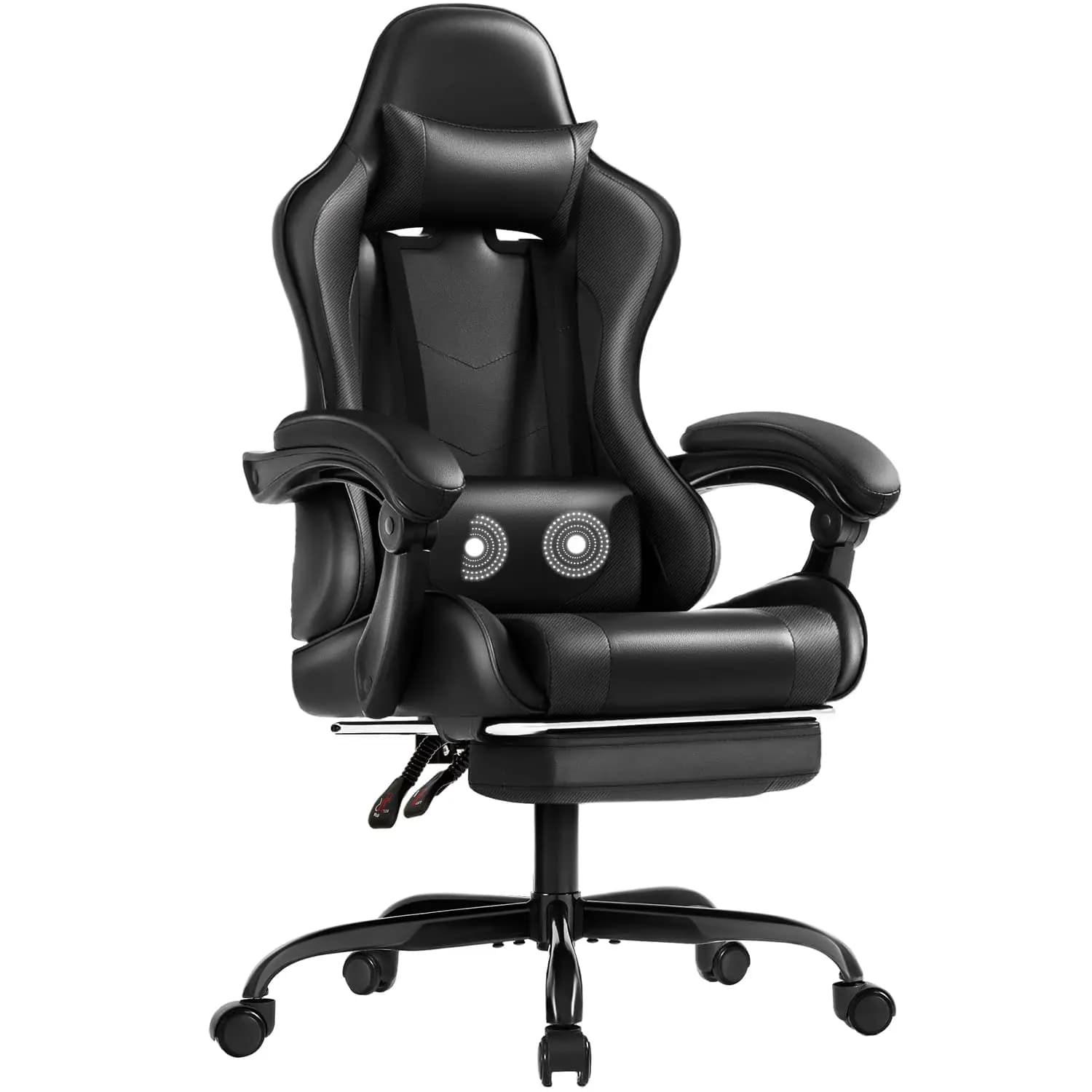 Sedia da gaming con poggiapiedi e supporto lombare per massaggi, sedie per computer ergonomiche 360 ° Sedile girevole e regolabile in altezza con testa