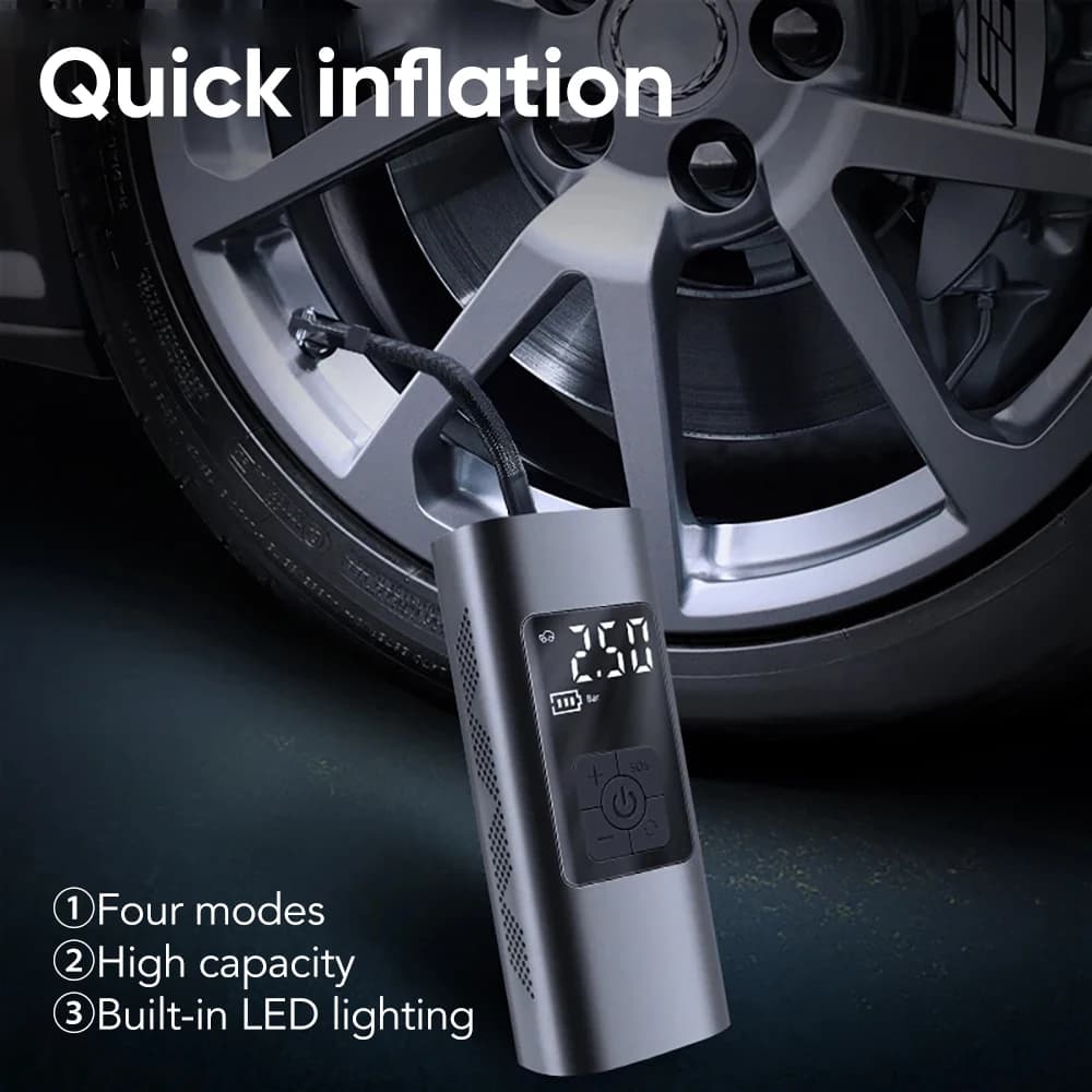 Pompa per auto Pompa ad aria ricaricabile 150PSI 6000mAh Gonfiatore per pneumatici Compressore portatile senza fili Pompa per pneumatici per auto digitale per pneumatici da bicicletta
