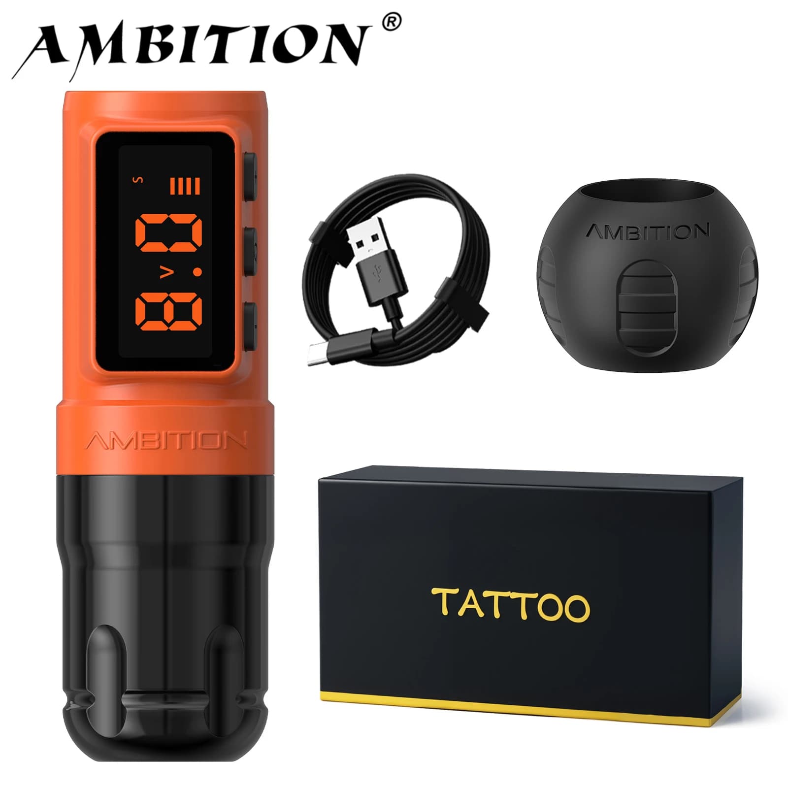 Ambition Bolt-X Pistola per tatuaggi a trasmissione diretta Penna per macchina per tatuaggi con motore coreless 1600mAh Alimentatore wireless Trucco permanente per arte