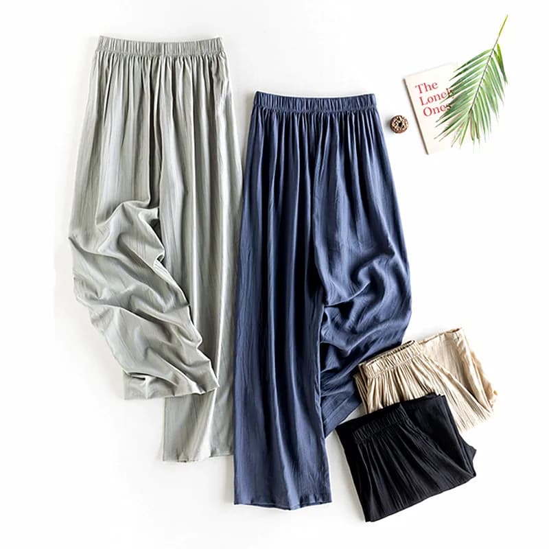 Korean Straight Summer Pajamas Pant New Knitted Women's Sleepwear Trousers Spring Autumn Nightwear Pijama Pants Home Pantalones