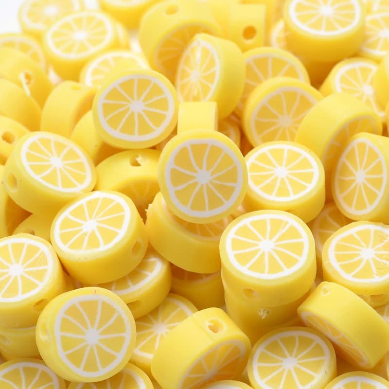 30 pz Giallo Limone Forma Perline di Argilla 10mm Fascino Frutta Argilla Polimerica Perline Del Distanziatore Per Gioielli FAI DA TE Che Fanno Accessori Braccialetto