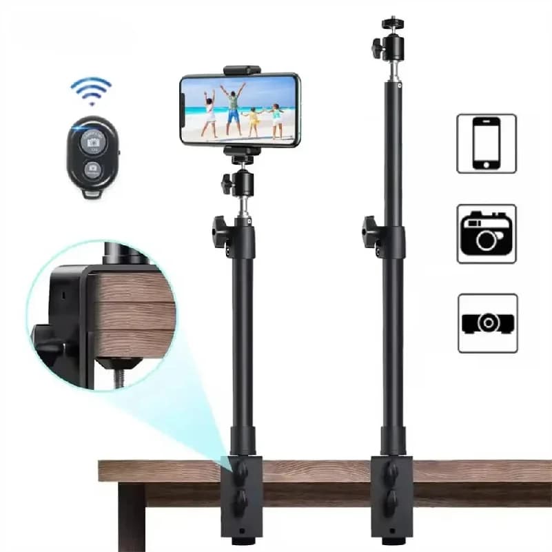Nuovo Supporto da Tavolo per Fotocamera DSLR con Morsetto a C, Stativo Fotografico con Testa a Sfera per Telefono, Video, Luce ad Anello, Zoom