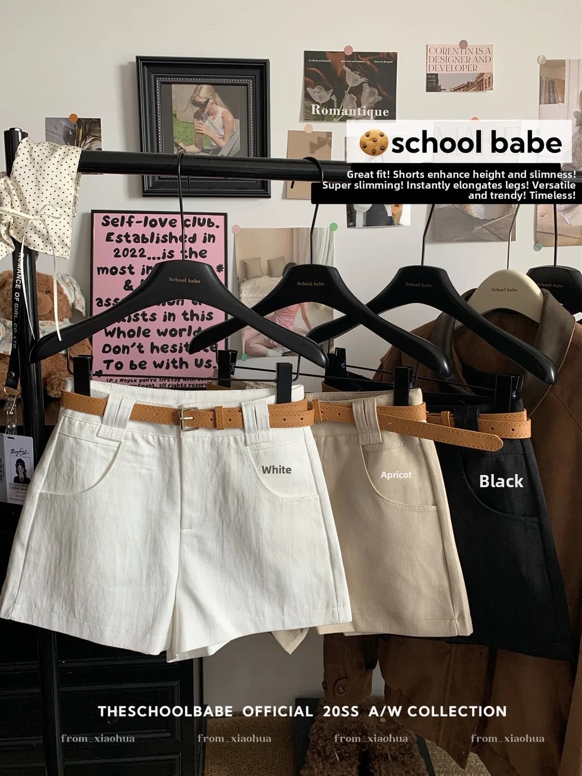 Women's Summer Shorts High Life American Style and Gamba Larga, Solid Color, Casual, Retro Chic, Slender Effect, Commuter Style