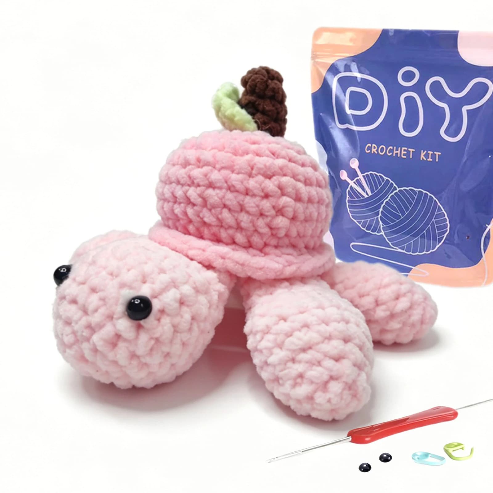 YAMAXIN Kit Uncinetto Tartaruga Pesca 1 pz per Principianti, Set Uncinetto Fai da Te Amigurumi con Manuale di Istruzioni e Video Didattico