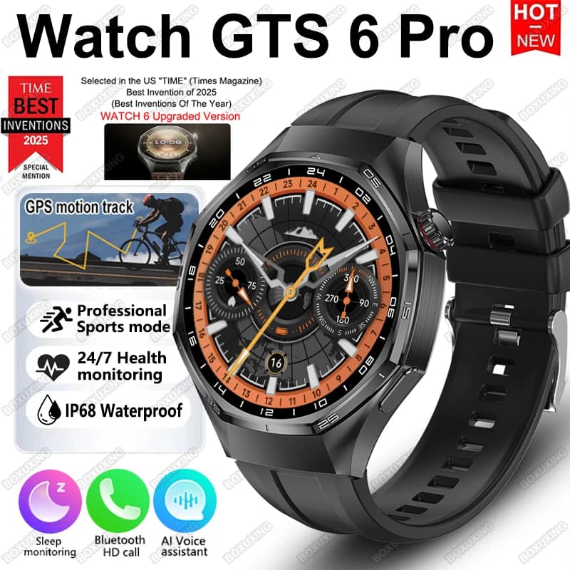 New Smartwatch GTS 6 Pro 2026 with GPS, AMOLED Screen, Bluetooth Calls, Waterproof, Health Monitoring and Sports Activity
