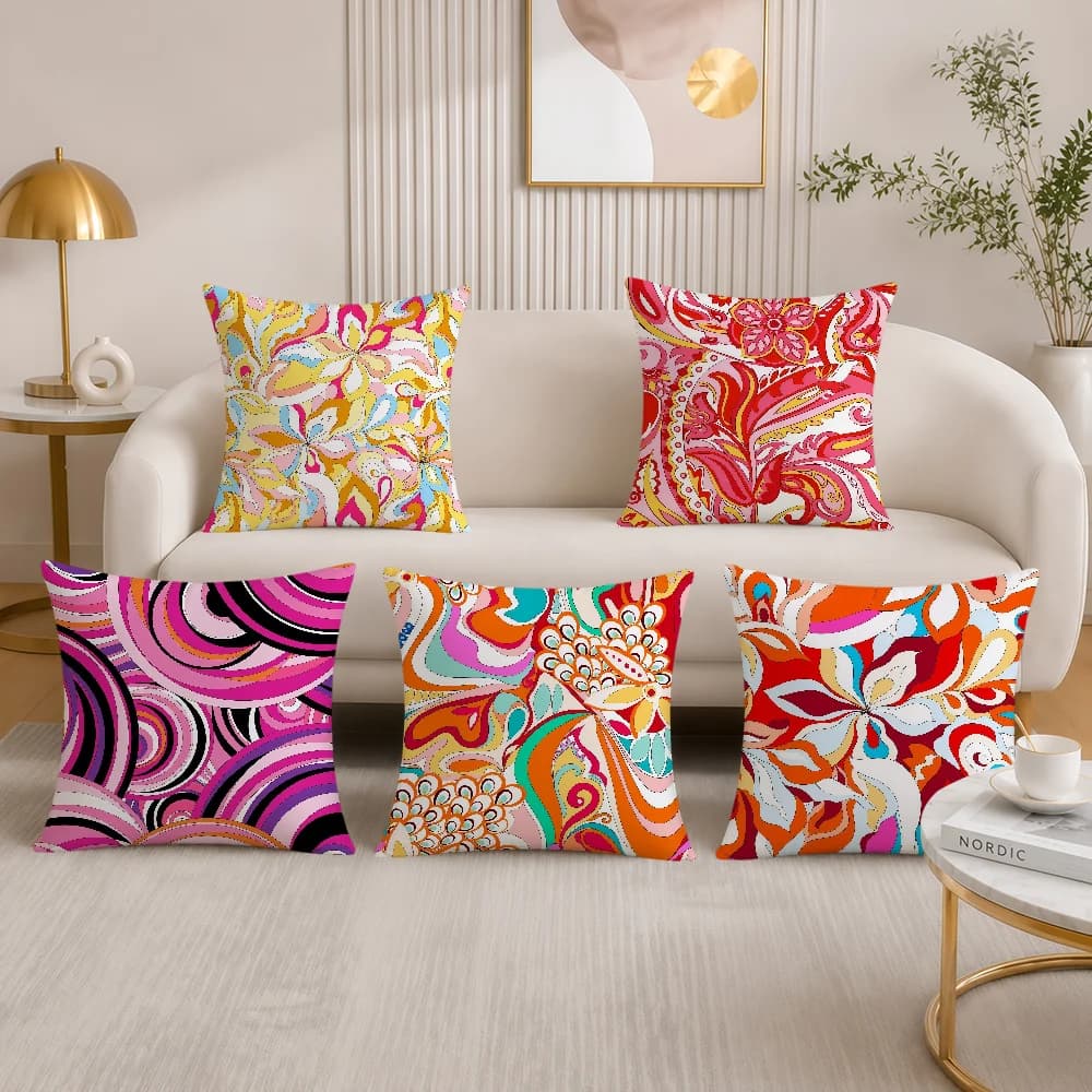 Fashion Retro Fluid Floral Pucci Style Paisley Cushion Cover Soft Pillowcovers Hogar Sofa Living Room Home Decor Pillowcase Gift