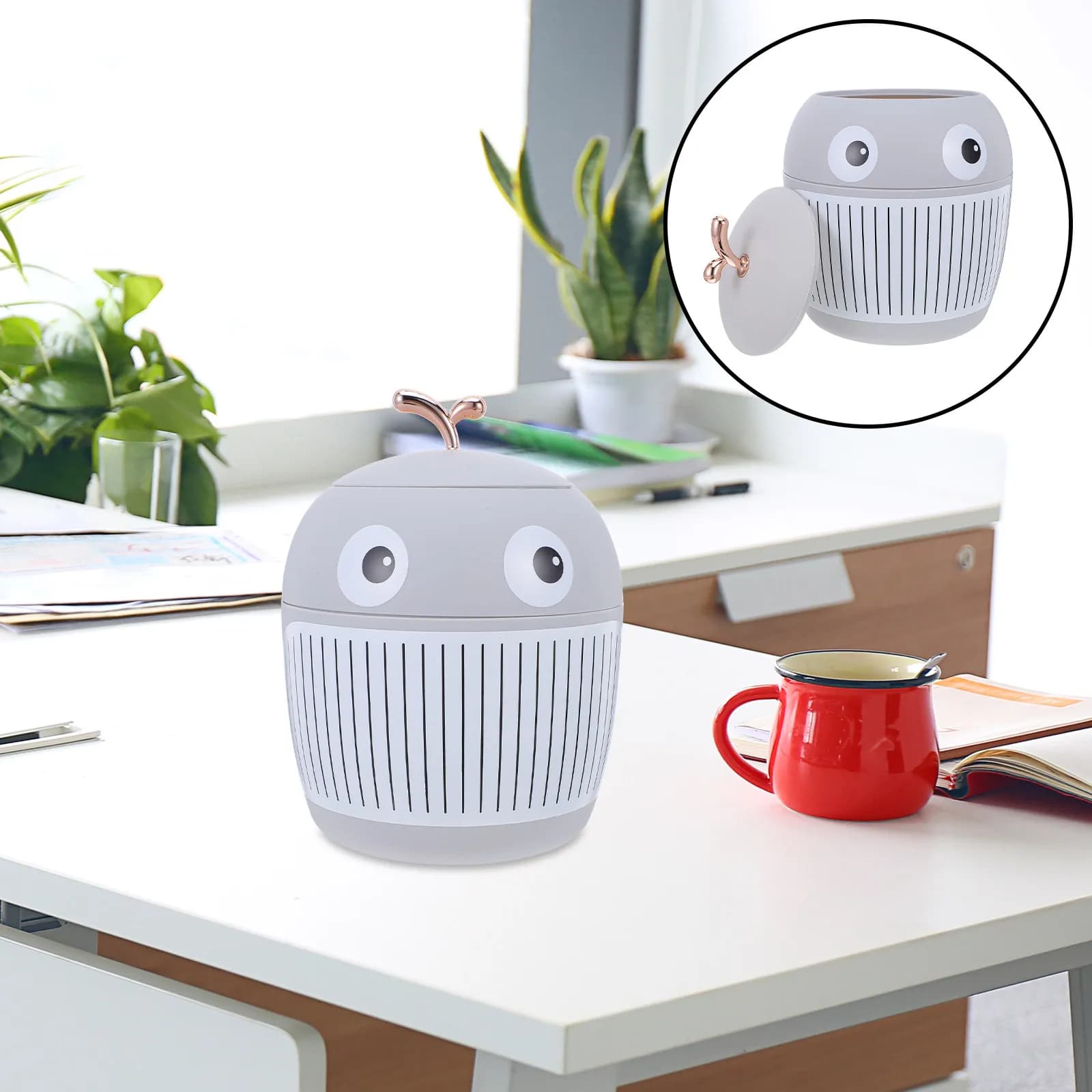 Mini Cestino da Scrivania, Grazioso Contenitore per Rifiuti in Plastica con Coperchio, Piccolo Cestino da Tavolo per Casa, Ufficio, Camera da Letto, Tavolo da Trucco