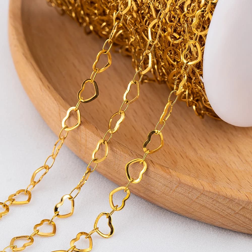 1M Stainless Steel Hollow Mini 5mm Flat Love Heart Link Chains for Party Necklace Bracelet Jewelry Findings DIY Chain Components