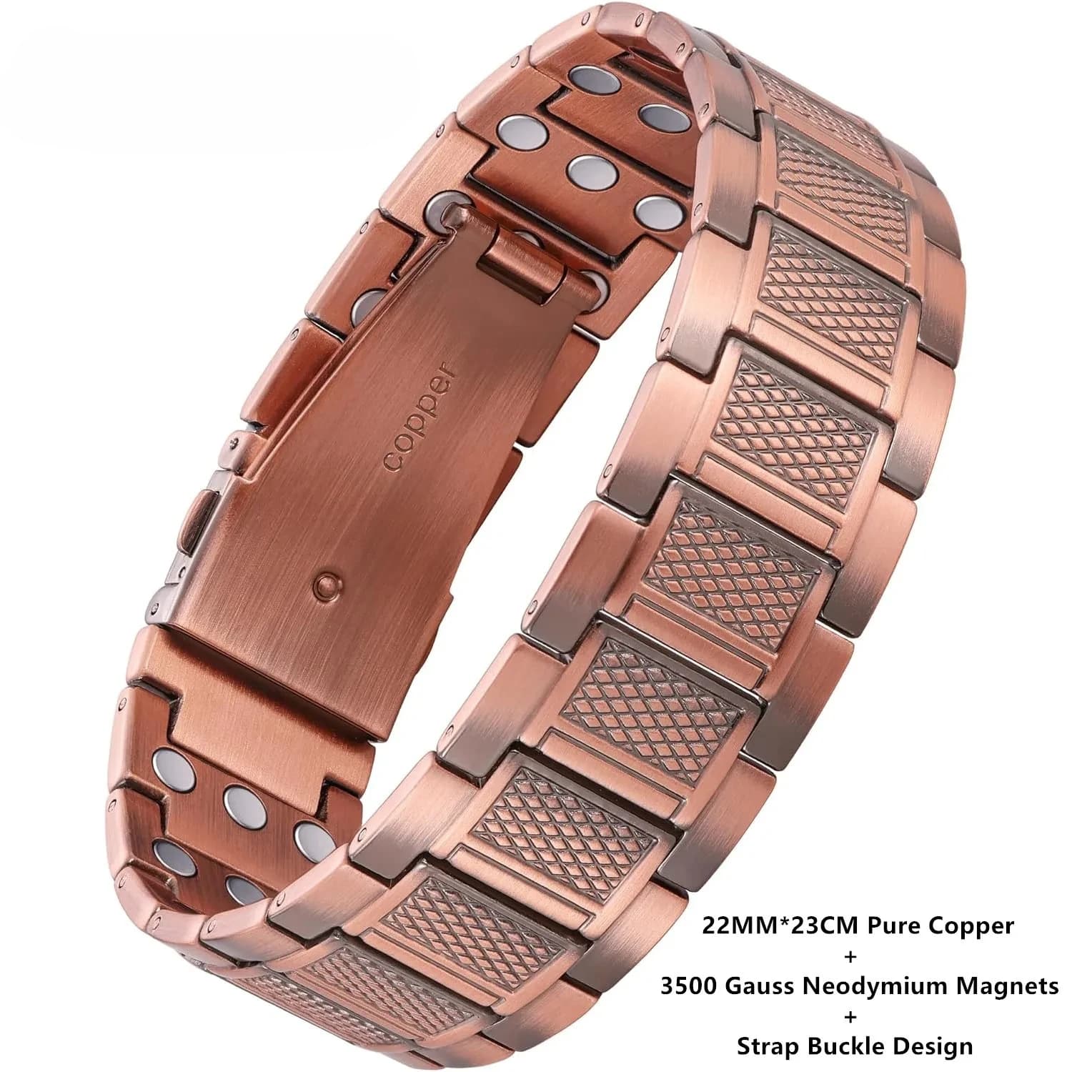 Bracciale in rame premium per la salute degli uomini con regali di gioielli con bracciale magnetico con motivo a griglia