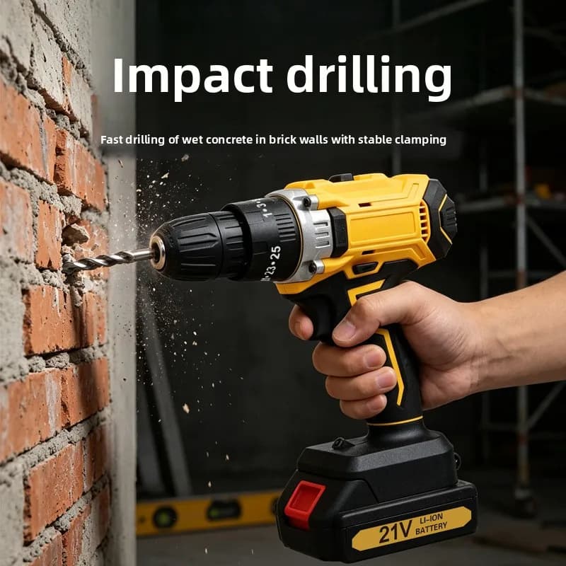 3‑in‑1 Cordless Li‑ion Impact Drill Set Handheld Electric Screwdriver Kit Household Power Tool
