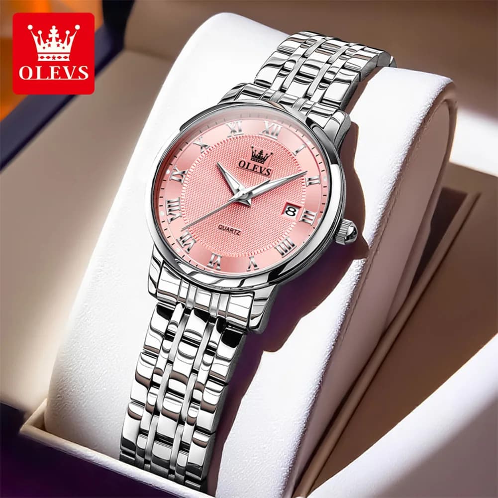 OLEVS Orologi al quarzo alla moda originali ed eleganti da donna Orologio da donna dal design di lusso luminoso con calendario impermeabile in acciaio inossidabile