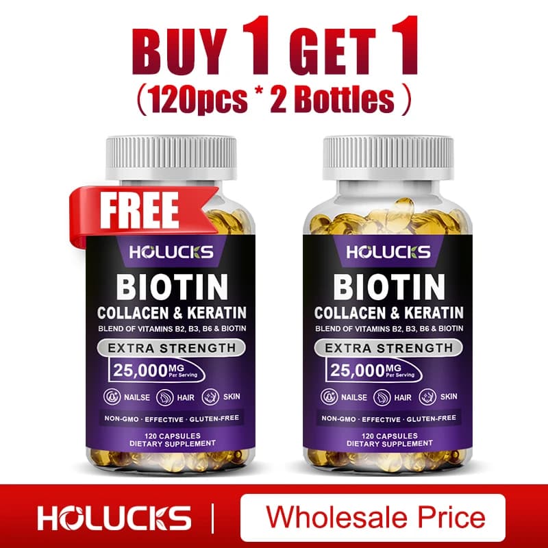 High-power biotin supplement + collagen + keratin for hair health, skin and nails | Non GMO