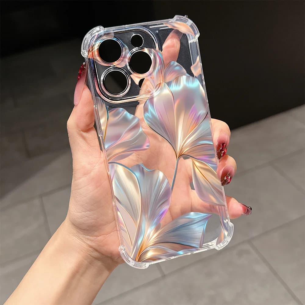 Colorful petal pattern phone case suitable for iPhone 17 16 15 14 13 12 11 Pro/Max/Plus anti drop transparent soft case